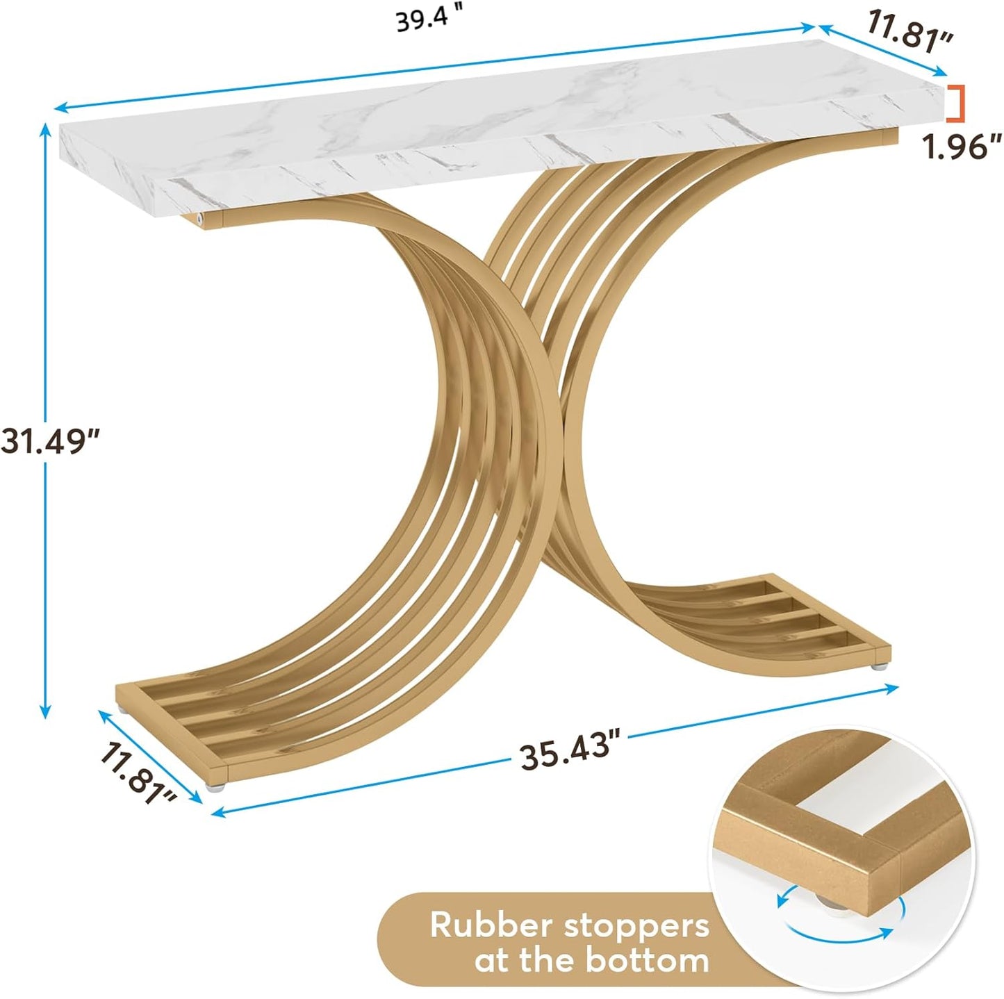 Modern Faux Marble Console Table, 39-Inch Entryway Sofa Table