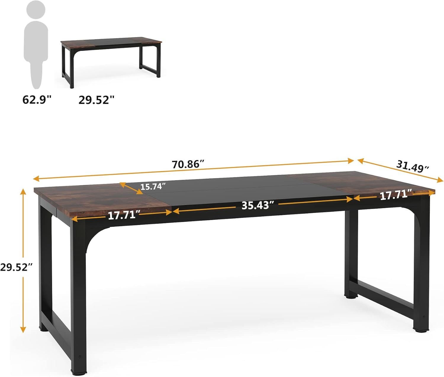 Modern Conference Table - Rectangular Meeting Desk for Computer Use