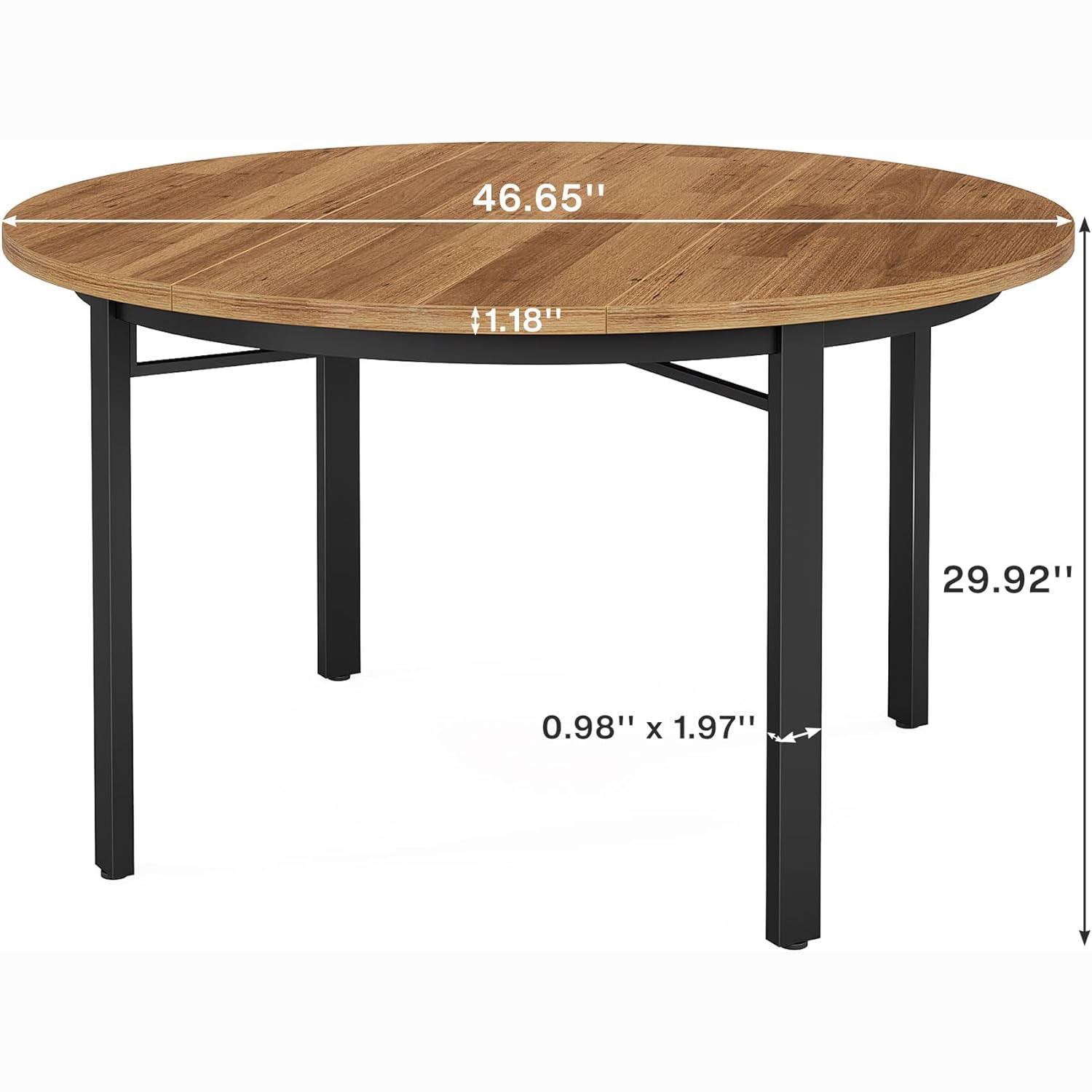 46" Round Dining Table, Farmhouse Kitchen Table Dinner Table for 4-6 People