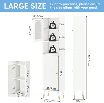 Tribesigns Modern Storage Cabinet Acrylic Door, for Bathroom, Living Room