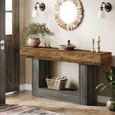 Distressed Wood Console Table 63" - 2-Tier Sofa & Entry Table 3