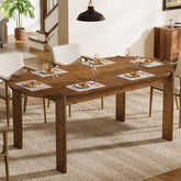 Tribesigns 63-Inch Solid Wood Oval Dining Table, Farmhouse Dinner Table with Sturdy Base for 4-6 3
