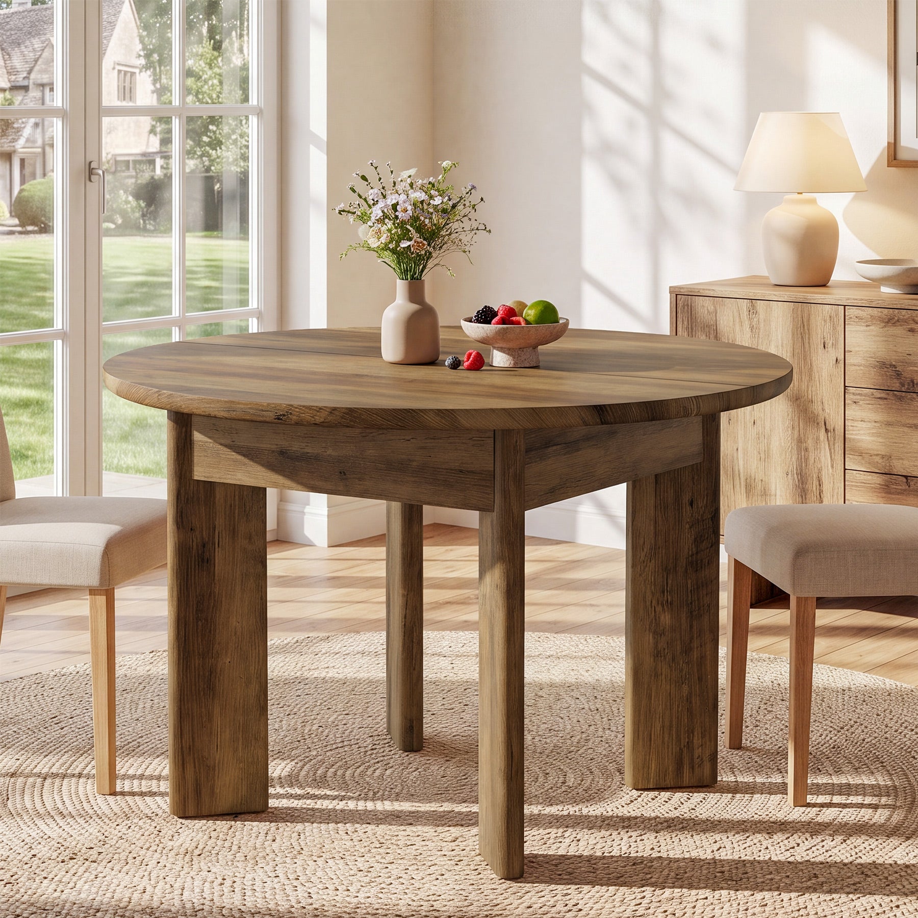 Tribesigns 39-Inch Round Dining Table for 4, Farmhouse Kitchen Table with Rounded Edge Design