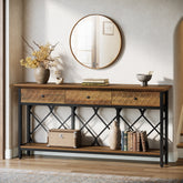 Tribesigns 70.86-Inch Extra Long Console Table with 3 Drawers and Storage Shelf, Industrial Narrow Sofa Table for Living Room Entryway and Hallway 3