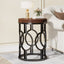 Round End Table, Industrial Side Table with Metal Hollow Frame Tribesigns