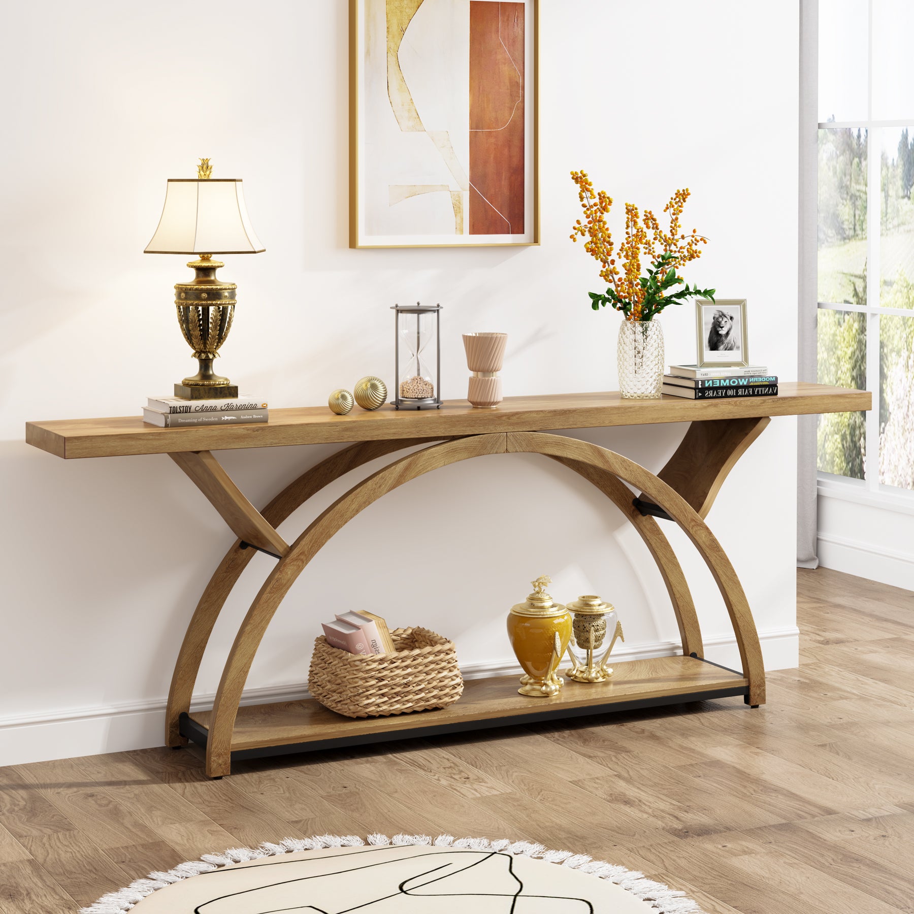 Tribesigns 70.87-Inch Rustic Console Table with Storage Shelf, Narrow Sofa Table for Entryway and Hallway