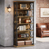 72.83-Inch Industrial Bookshelf with 320 lb Capacity, 6-Tier Wood and Metal Bookcase for Home Office 3