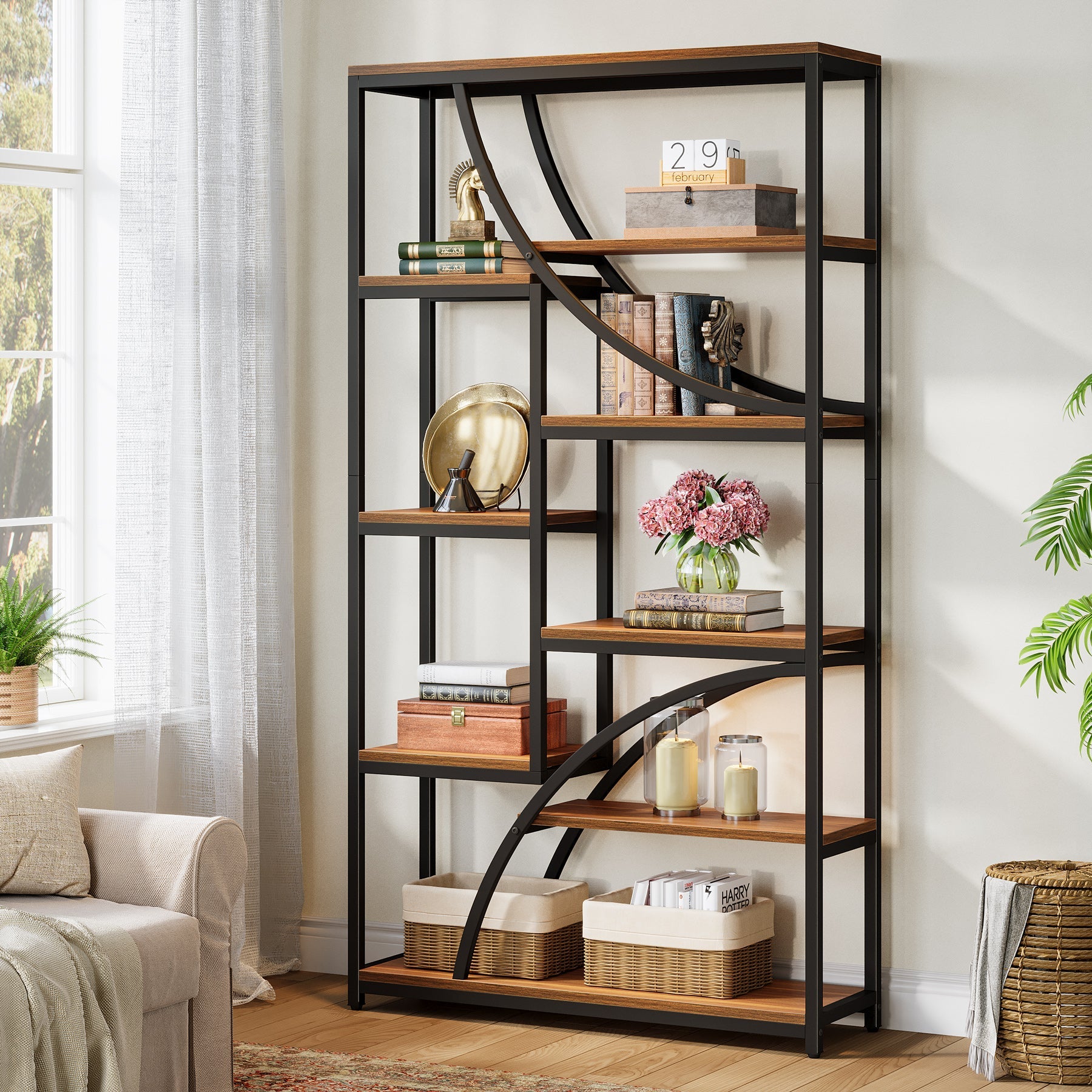 Tribesigns 70.87'' Tall Bookshelf, 9-Tier Industrial Etagere with Open Shelves