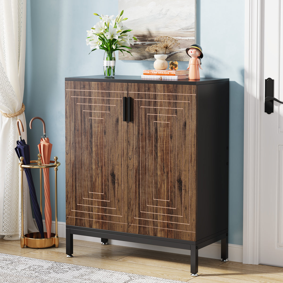 Tribesigns 31.5" Shoe Cabinet with Doors and 5-Tier Storage, 20-Pair Shoe Organizer for Entryway
