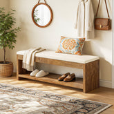 Tribesigns 55.1" Entryway Bench with Cushion and Shoe Storage, Upholstered Shoe Bench for Hallway 3