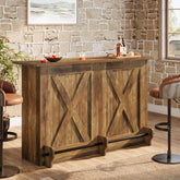 63-Inch Bar Table with 2-Tier Storage Shelves and Metal Footrest for Bistro and Basement Bar 3