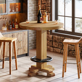 Tribesigns 37.4-Inch Round Counter Height Bar Table, Solid Wood Bistro Table with Metal Footrest for Small Spaces 3