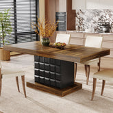Tribesigns 63 Inch Rectangular Dining Table for 4-6, Modern Farmhouse Kitchen Table with Geometric Pedestal Base 3
