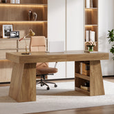 Tribesigns 55 Inch Executive Desk with Drawer, Large Office Computer Desk with Storage Shelves for Home Office 3