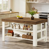 Tribesigns 55.1-Inch Kitchen Island with Seating and Storage Shelves, Farmhouse Breakfast Counter Table for Kitchen and Dining Room 3