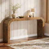71 Inch Solid Wood Console Table, Farmhouse Waterfall Sofa Table for Entryway Hallway 3