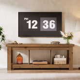 Tribesigns 63-Inch Solid Wood TV Stand with 3 Open Storage Shelves, Farmhouse Entertainment Center for TVs up to 75 Inches 3