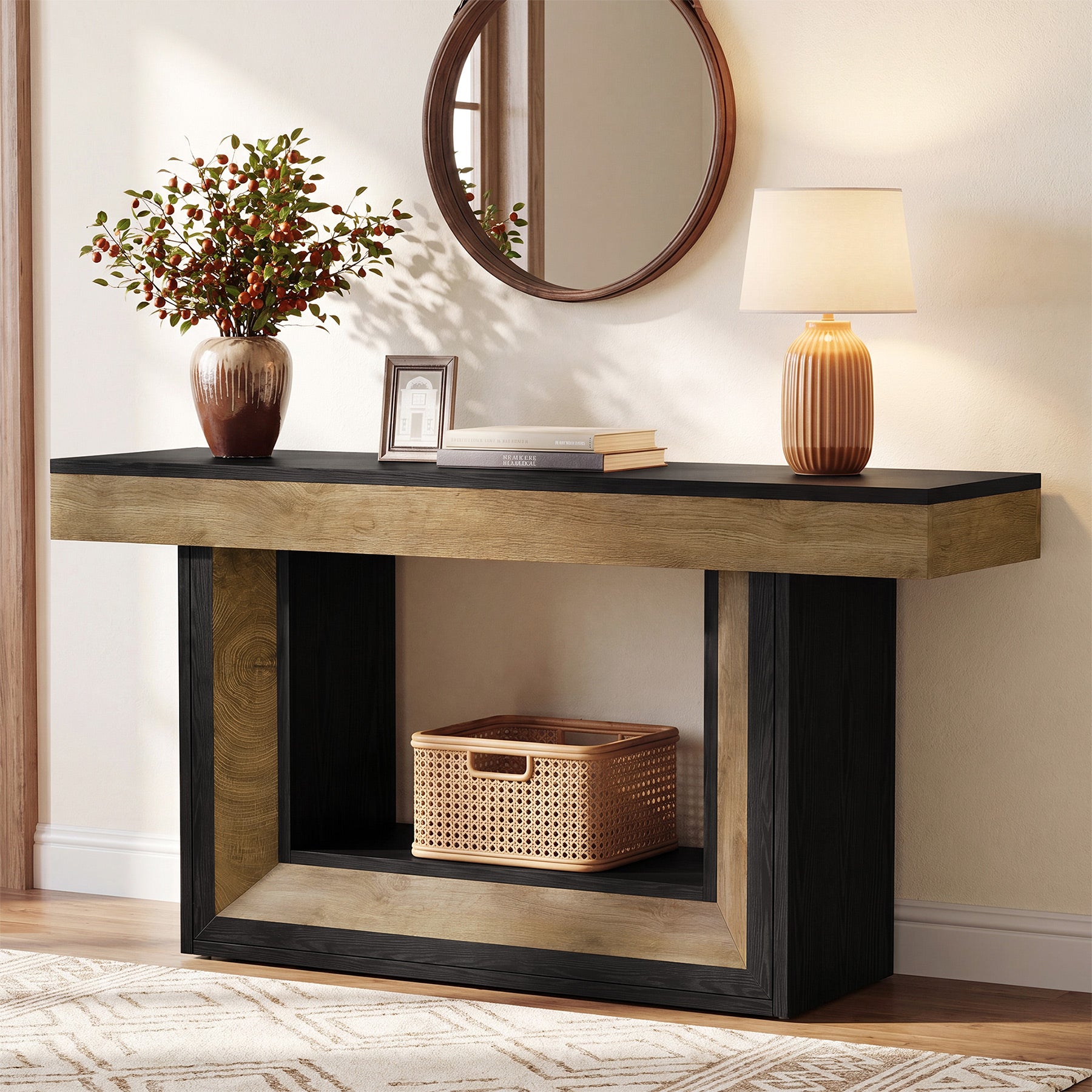 Tribesigns 63-Inch Narrow Console Table with 2-Tier Storage, Farmhouse Sofa Table for Entryway