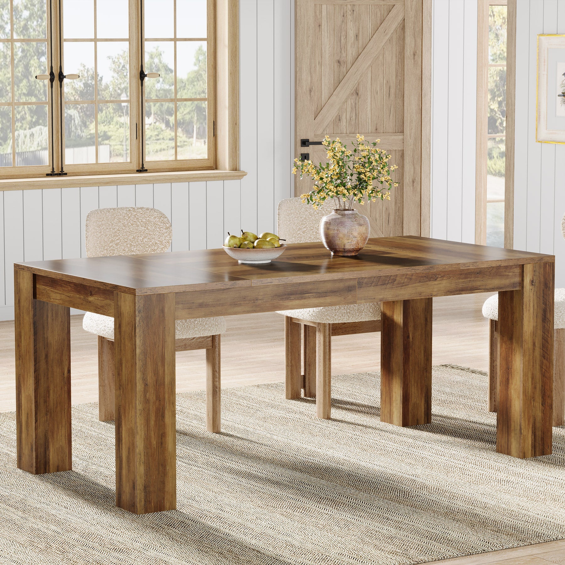 Tribesigns 63 Inch Dining Table, Rustic Farmhouse Wooden Kitchen Table for 4 to 6 People Home Dining