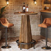 Tribesigns 37.4-Inch High Round Bar Table with Metal Footrest, Rustic Pub Table for Small Bars and Kitchen 3