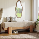 55-Inch Upholstered Entryway Bench, Modern Shoe Bench with Thick Cushion 3