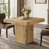 39" Square Farmhouse Dining Table, Solid Wood Kitchen Table with Pedestal Base for 4 3