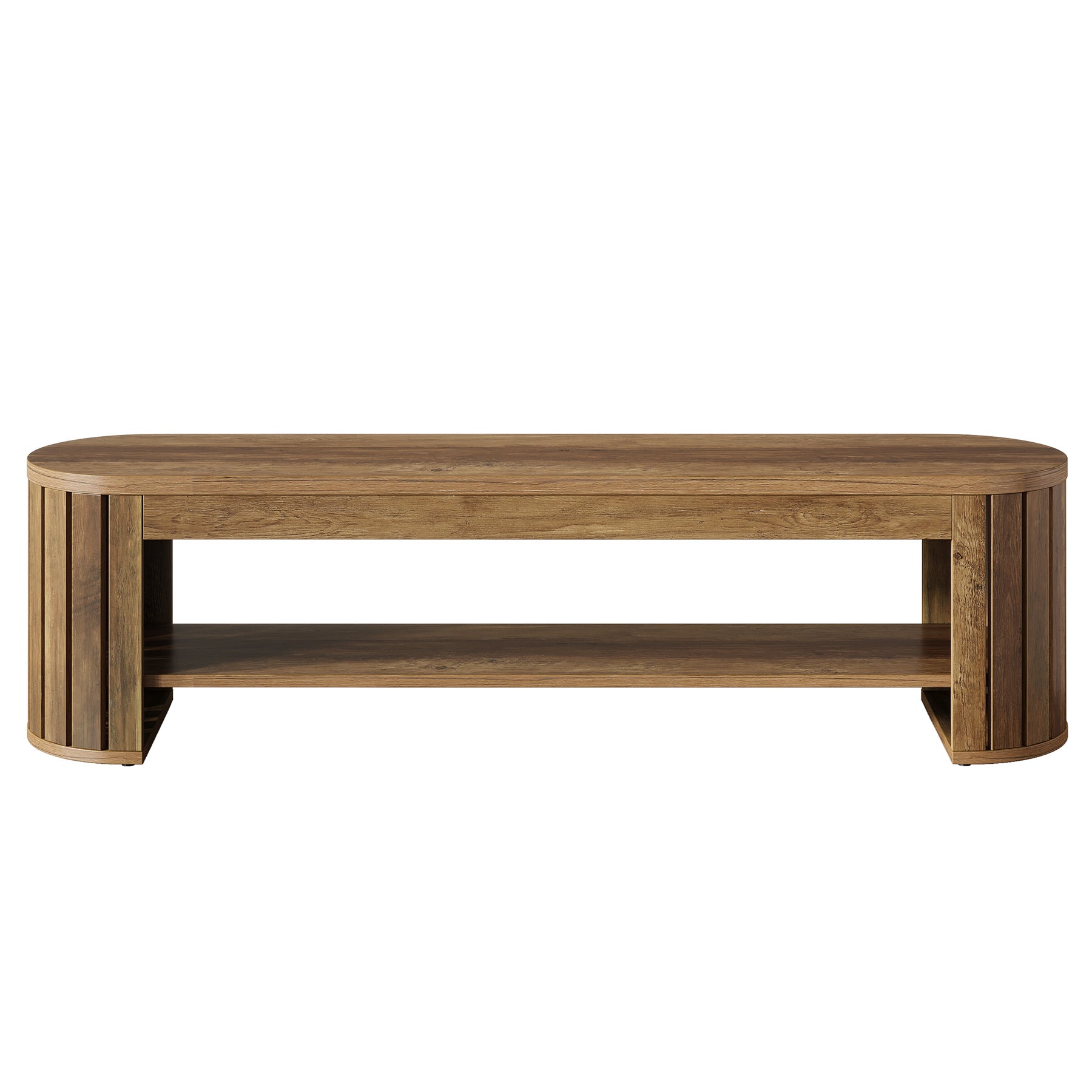 63-Inch Wooden Dining Bench with Arc Slat Legs, Farmhouse Bench for Dining Room