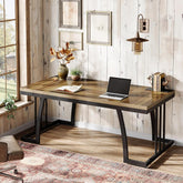 63" Executive Desk - Thick Wood Top & Metal Frame Workstation 3