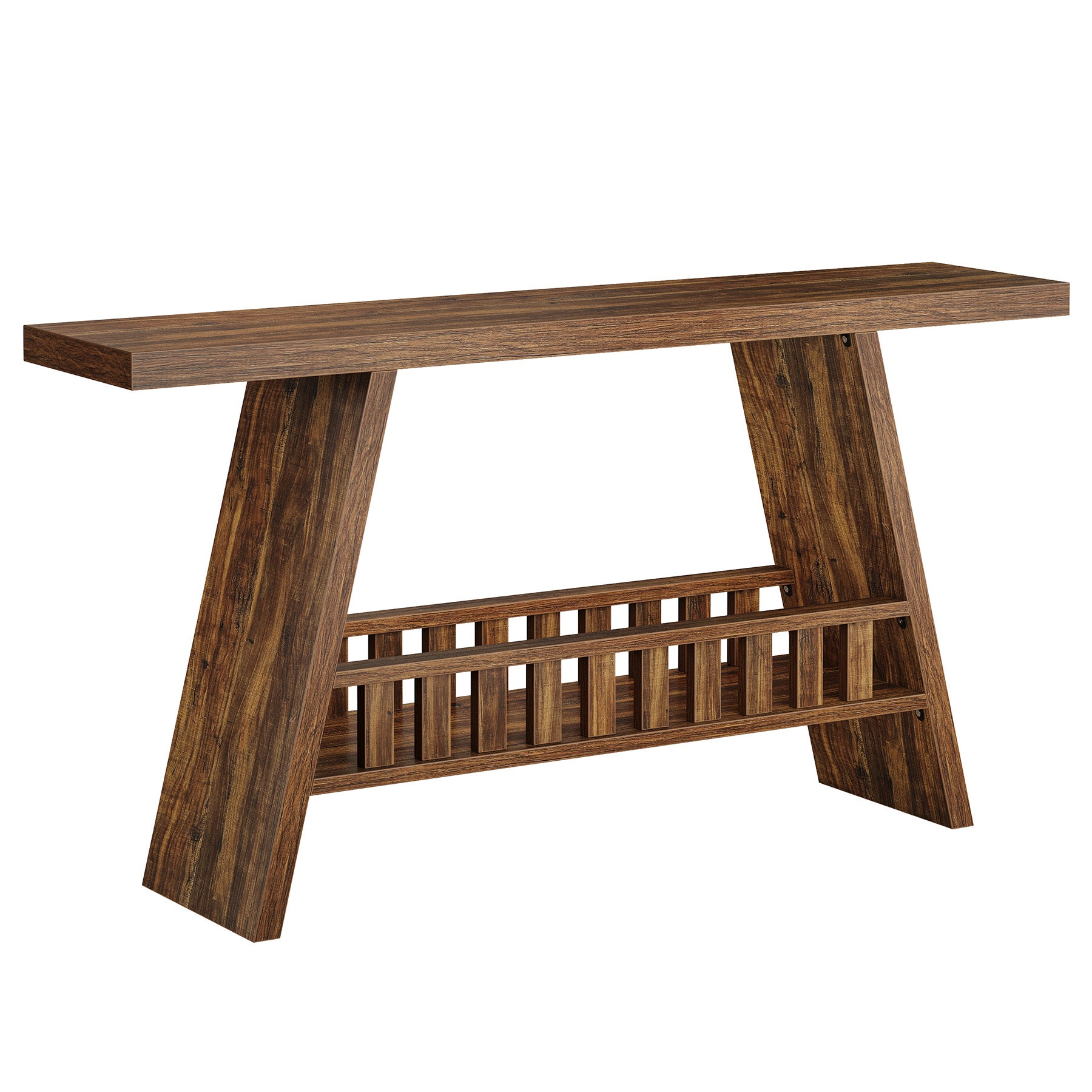 63" Farmhouse Console Table - 2-Tier Narrow Sofa Table for Living Room