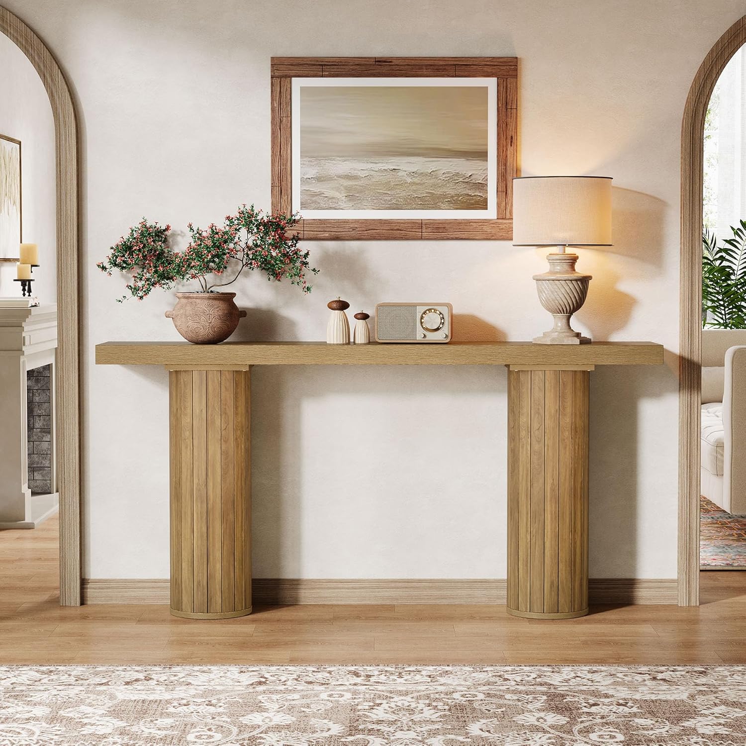 63" Farmhouse Console Table - Long Narrow Sofa Table for Living Room & Hallway