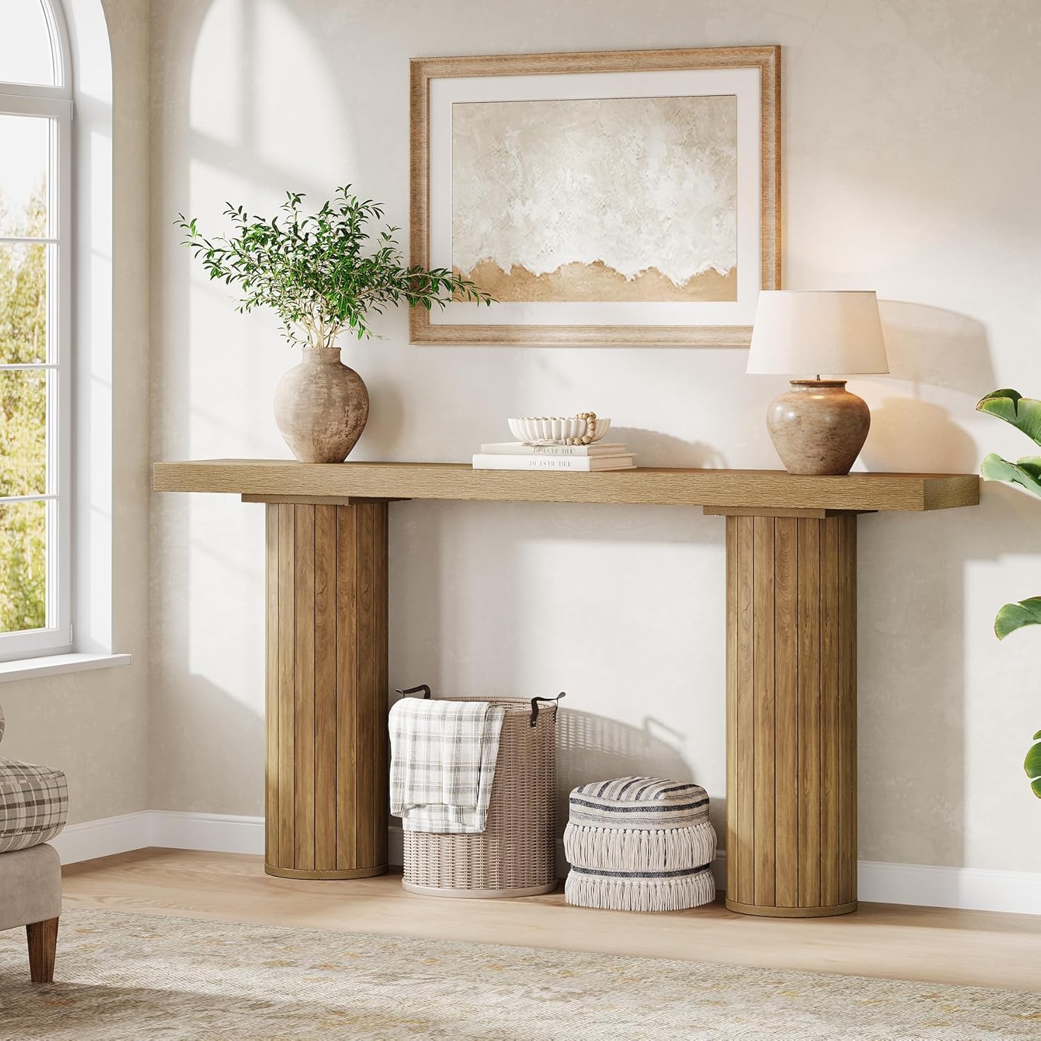 63" Farmhouse Console Table - Long Narrow Sofa Table for Living Room & Hallway