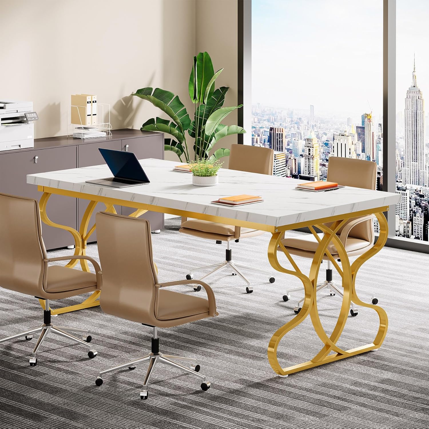 63" Modern Executive Desk - Office Desk w/Metal Legs