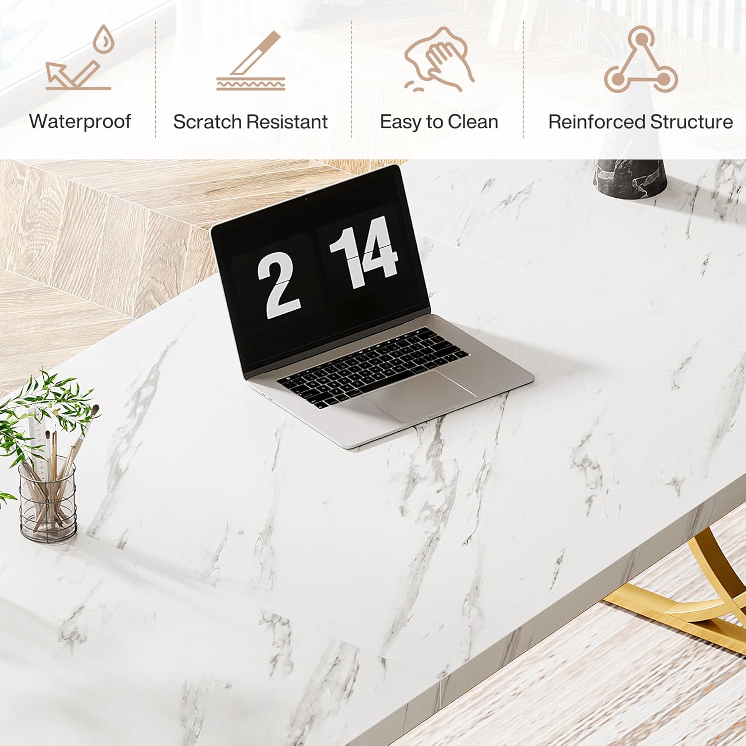 63" Modern Executive Desk - Office Desk w/Metal Legs