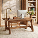 63" Wood Executive Office Desk, Large Rustic Computer Writing Desk for Home Office, Living Room 3
