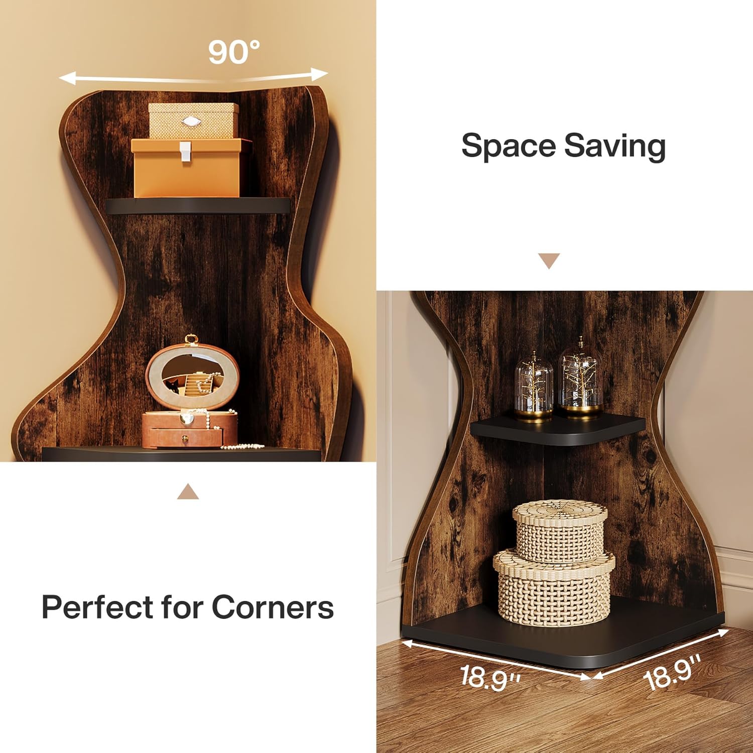 69" Corner Bookshelf - 5-Tier Display Shelf for Small Spaces