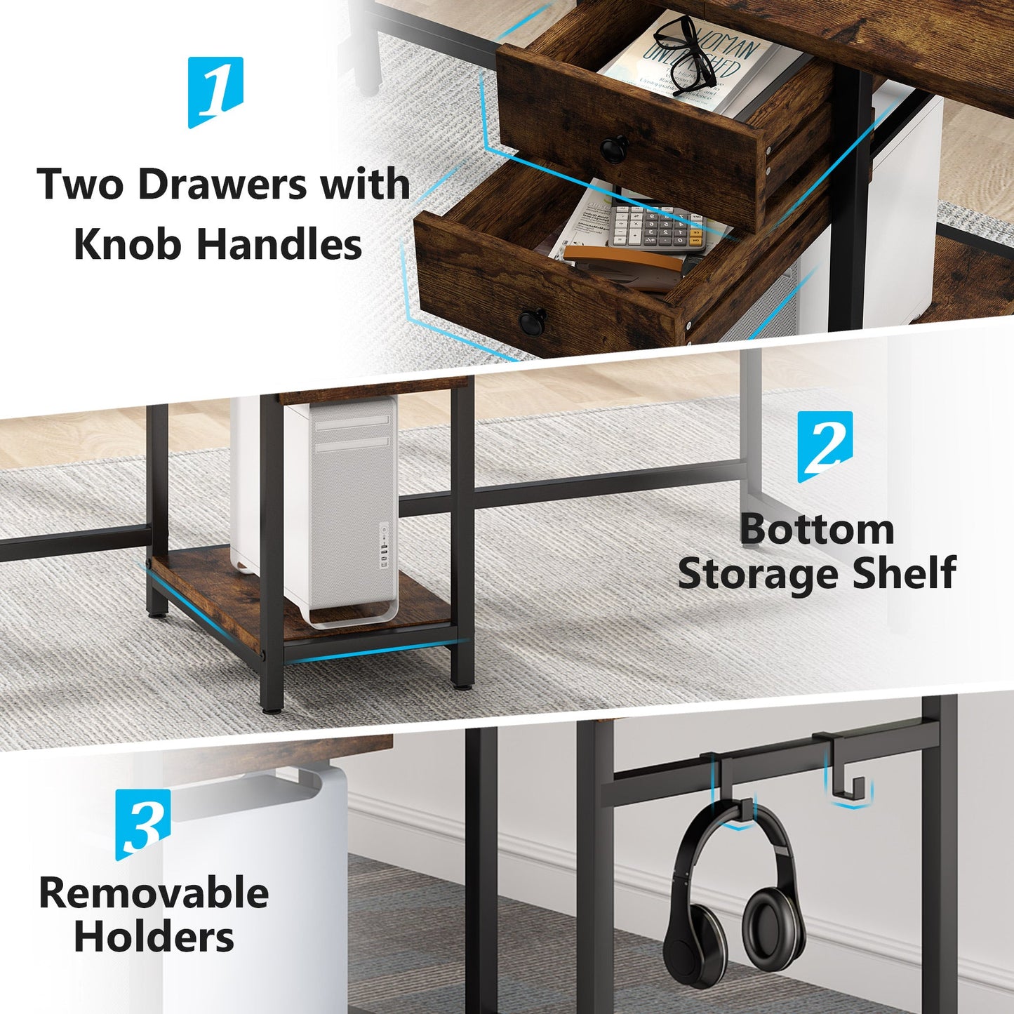 Tribesigns Two Person Desk, 78’’ Double Computer Desk with Drawers Tribesigns