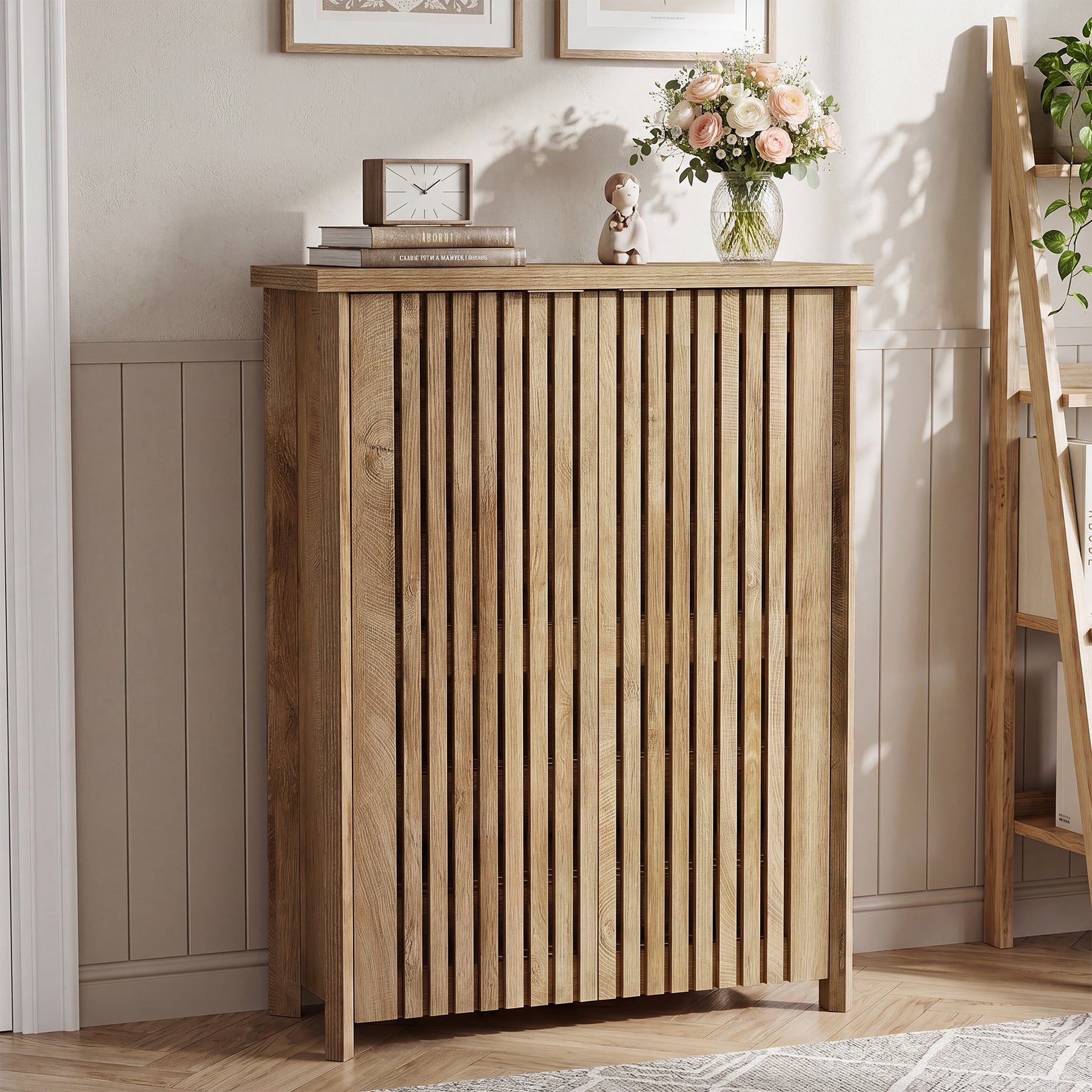 Tribesigns 43.31 Inch 6-Tier Shoe Cabinet with Louvered Doors, Farmhouse Shoe Storage Cabinet for Entryway and Hallway