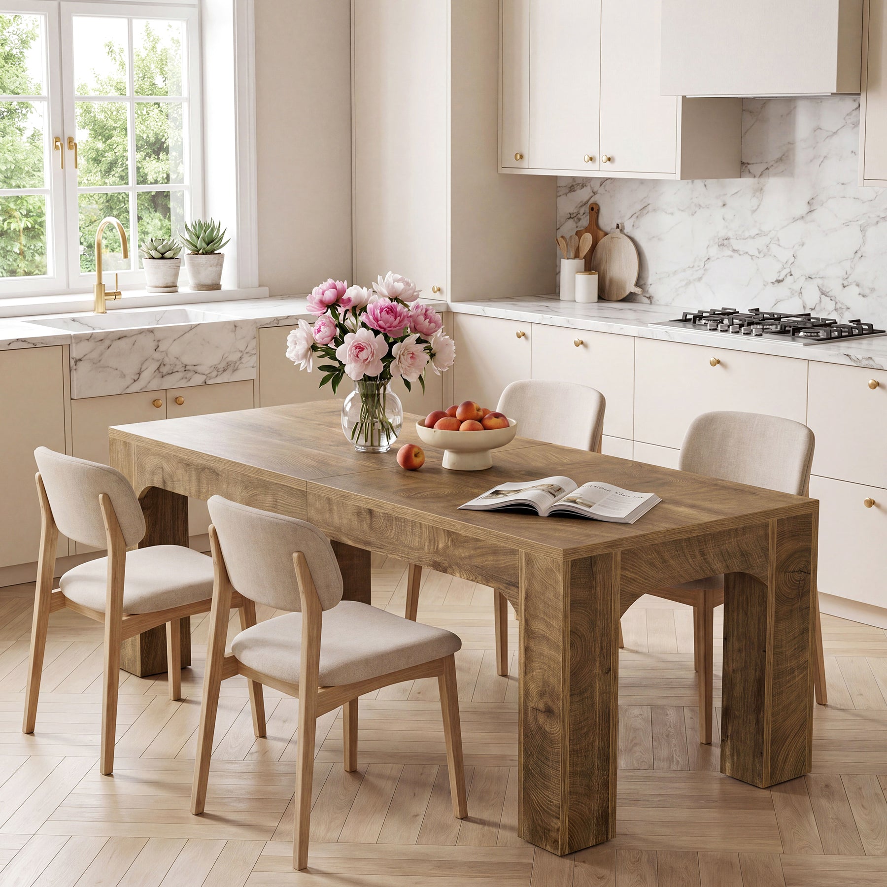 Tribesigns 70.9-Inch Dining Table for 4-6, Farmhouse Rectangular Table with Heavy-Duty Legs