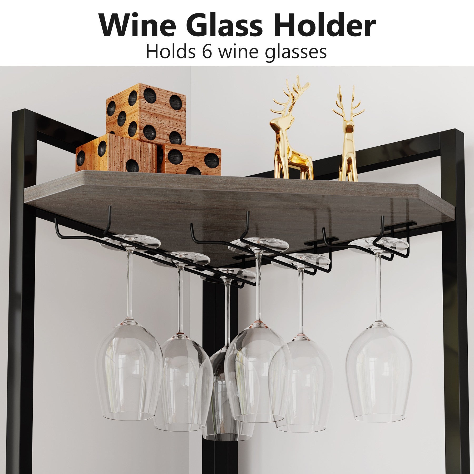 4-Tier Corner Wine Rack with Glass Holder and Storage Shelves