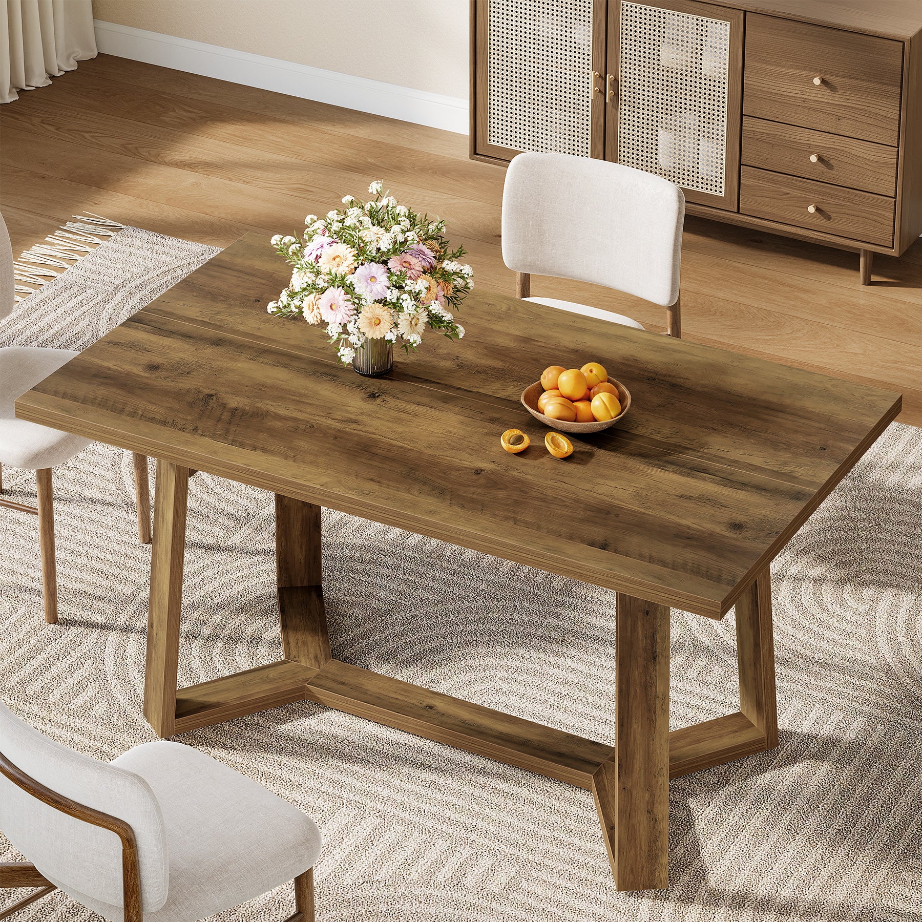 Tribesigns 47-Inch Wood Dining Table with 250 lb Capacity, Farmhouse Rectangle Table for Kitchen