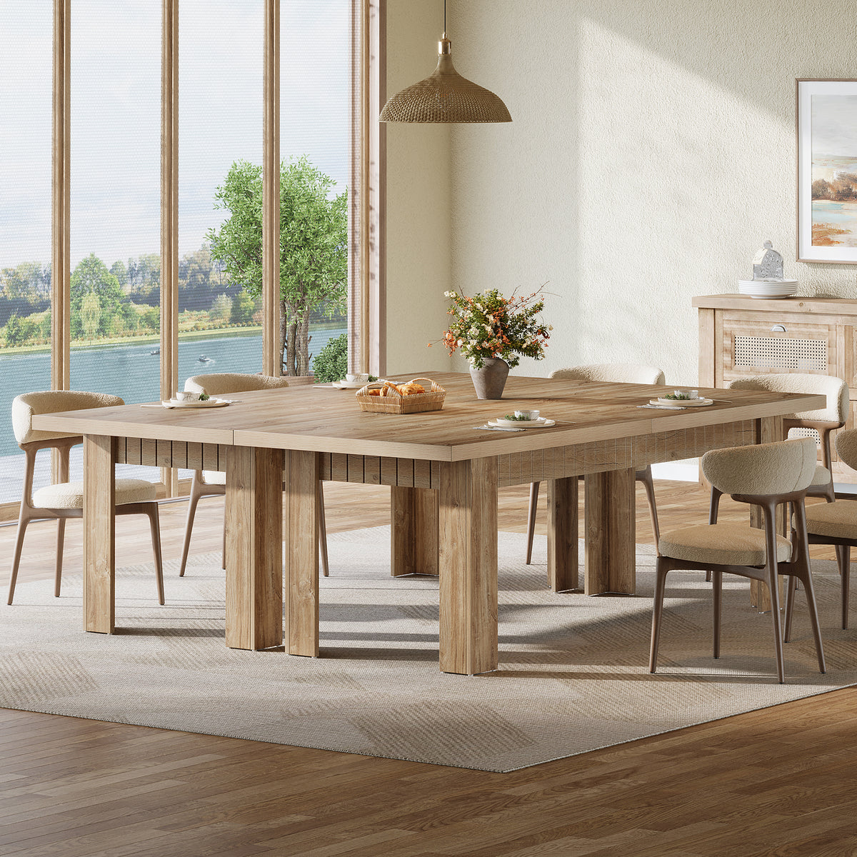 Tribesigns 79-Inch Farmhouse Dining Table for 6-8, Extra Long Rectangular Table for Dining Room