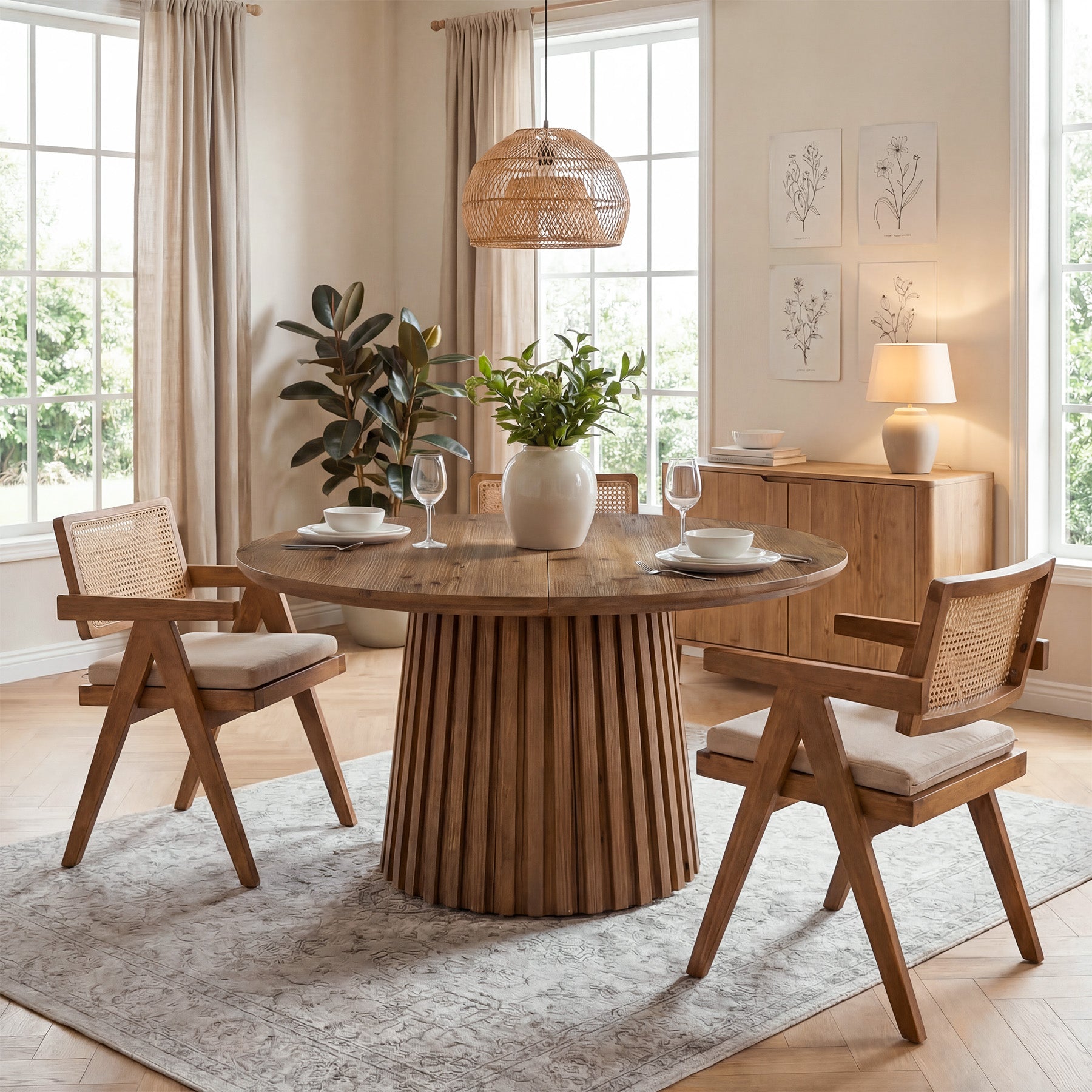 Tribesigns 47.24" Round Dining Table, Solid Wood Kitchen Table for Dining Room