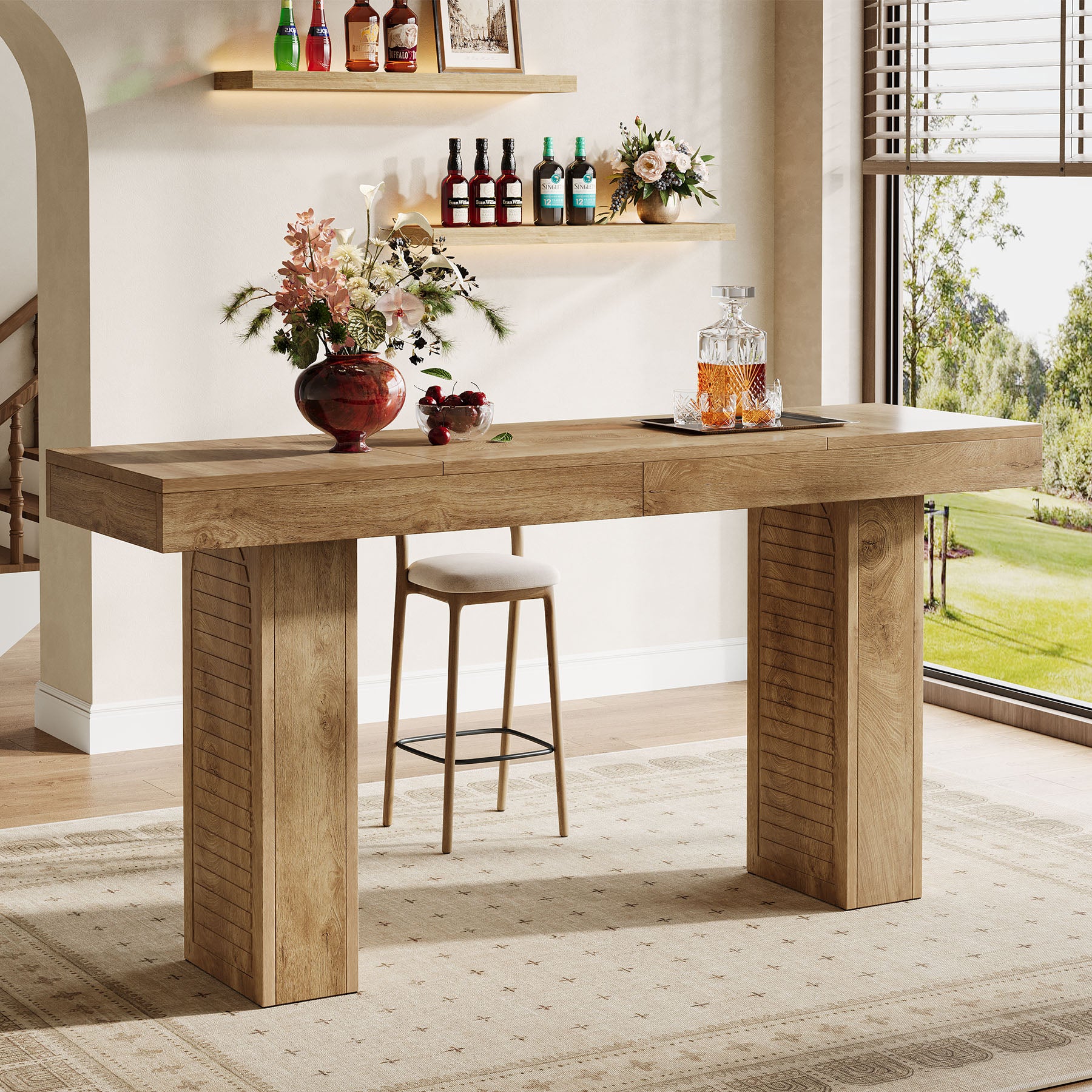 70.9 Inch Extra Long Bar Table for 4-6, Counter Height Pub Table for Kitchen and Home Bar