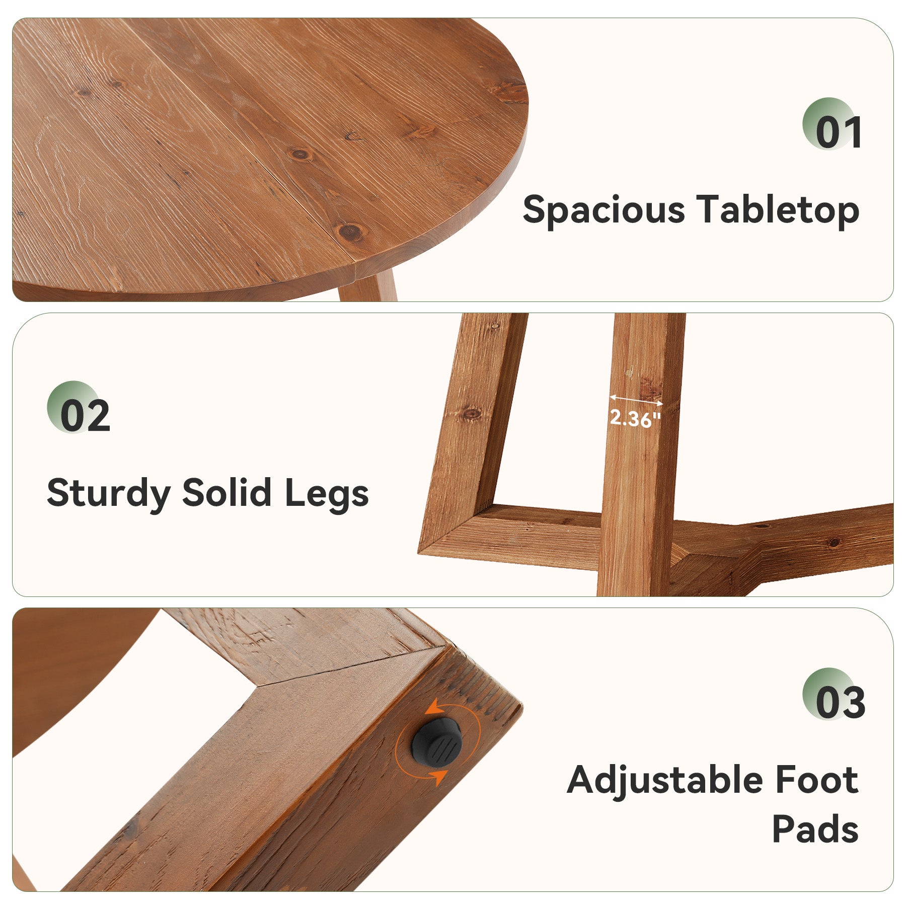 63" Solid Wood Office Desk, Oval Executive Desk with Tapered Legs