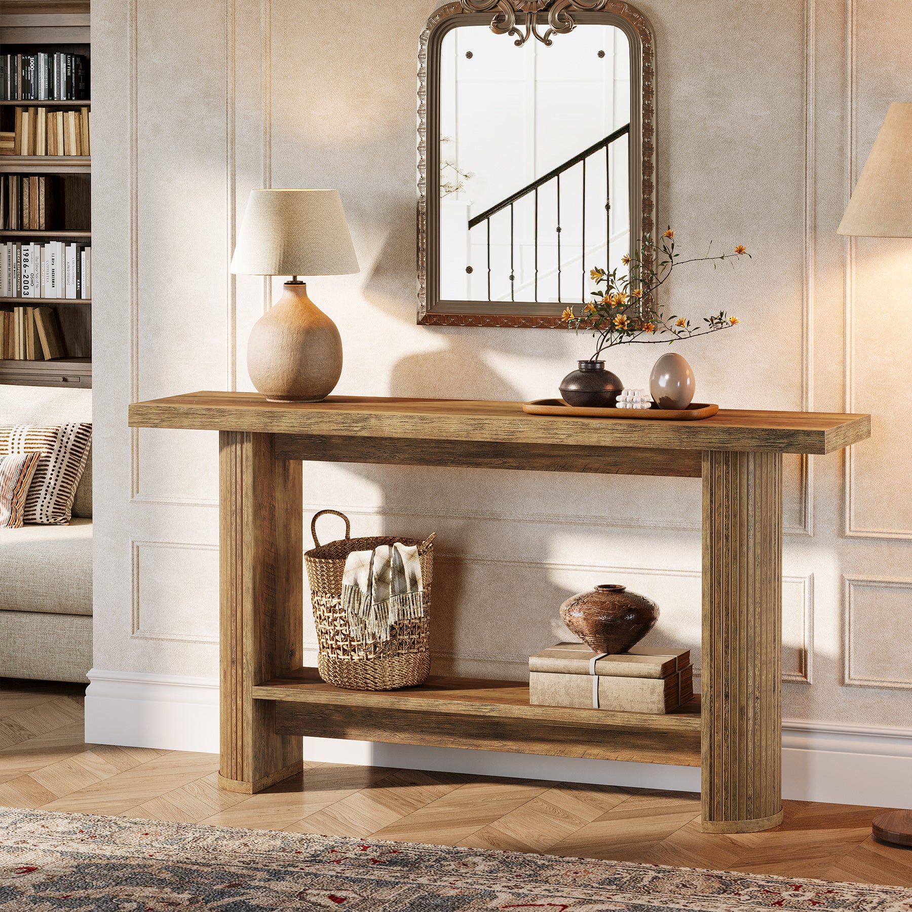 Sleek 55-Inch Console Table, Modern Entrance Table Behind Sofa