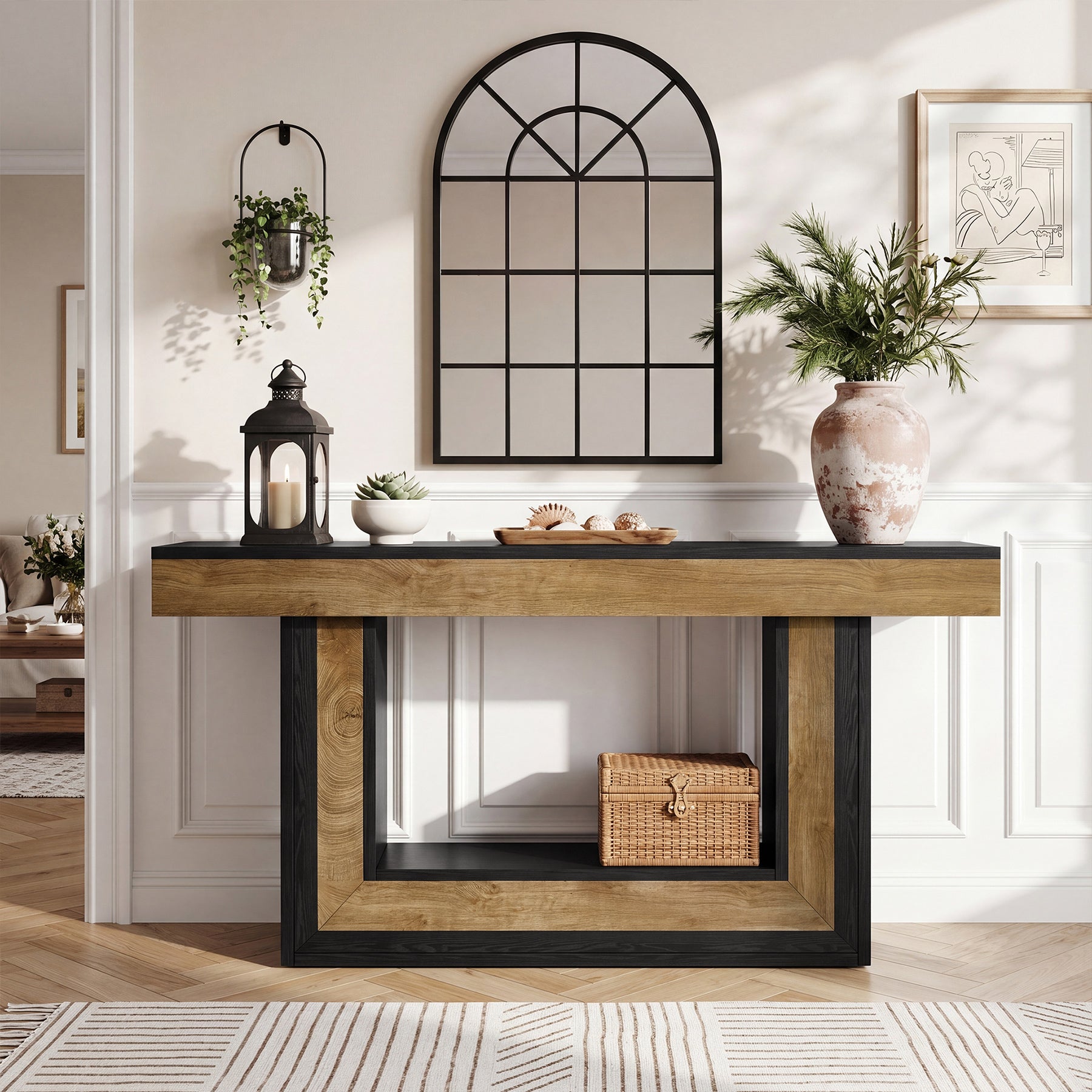 Tribesigns 63-Inch Narrow Console Table with 2-Tier Storage, Farmhouse Sofa Table for Entryway