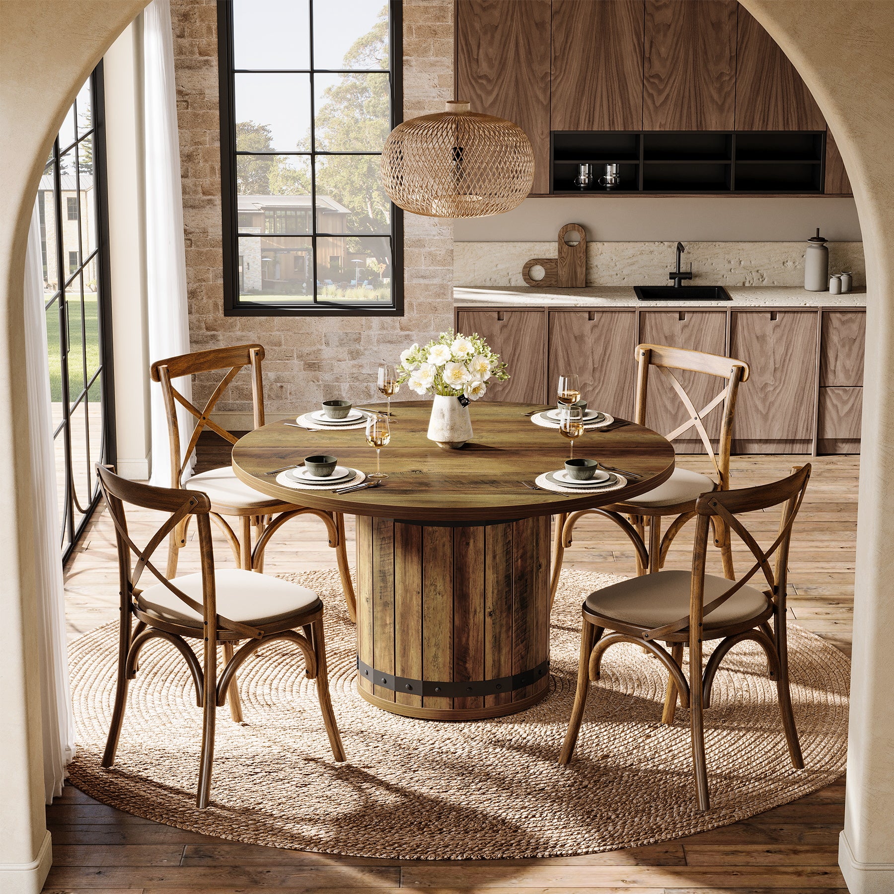 Tribesigns 39.37-Inch Round Dining Table, 4-Person Kitchen Table