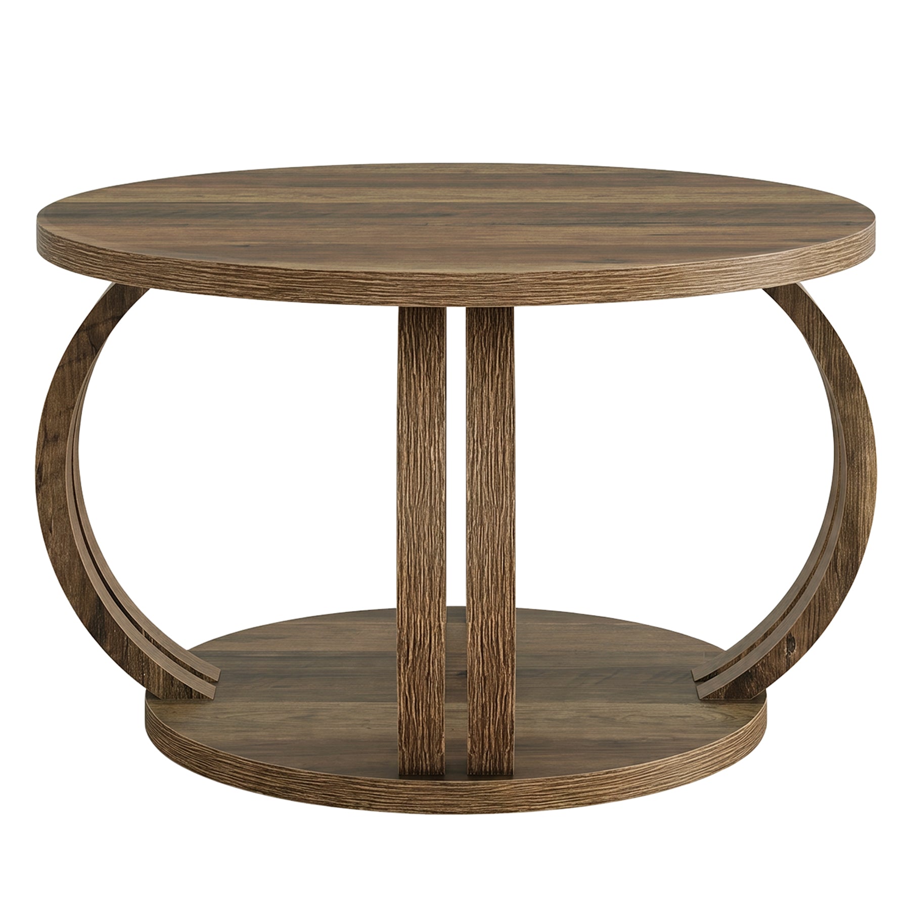 Tribesigns 31.5 Inch Round Coffee Table with Storage, Sculptural Curved Base for Living Room