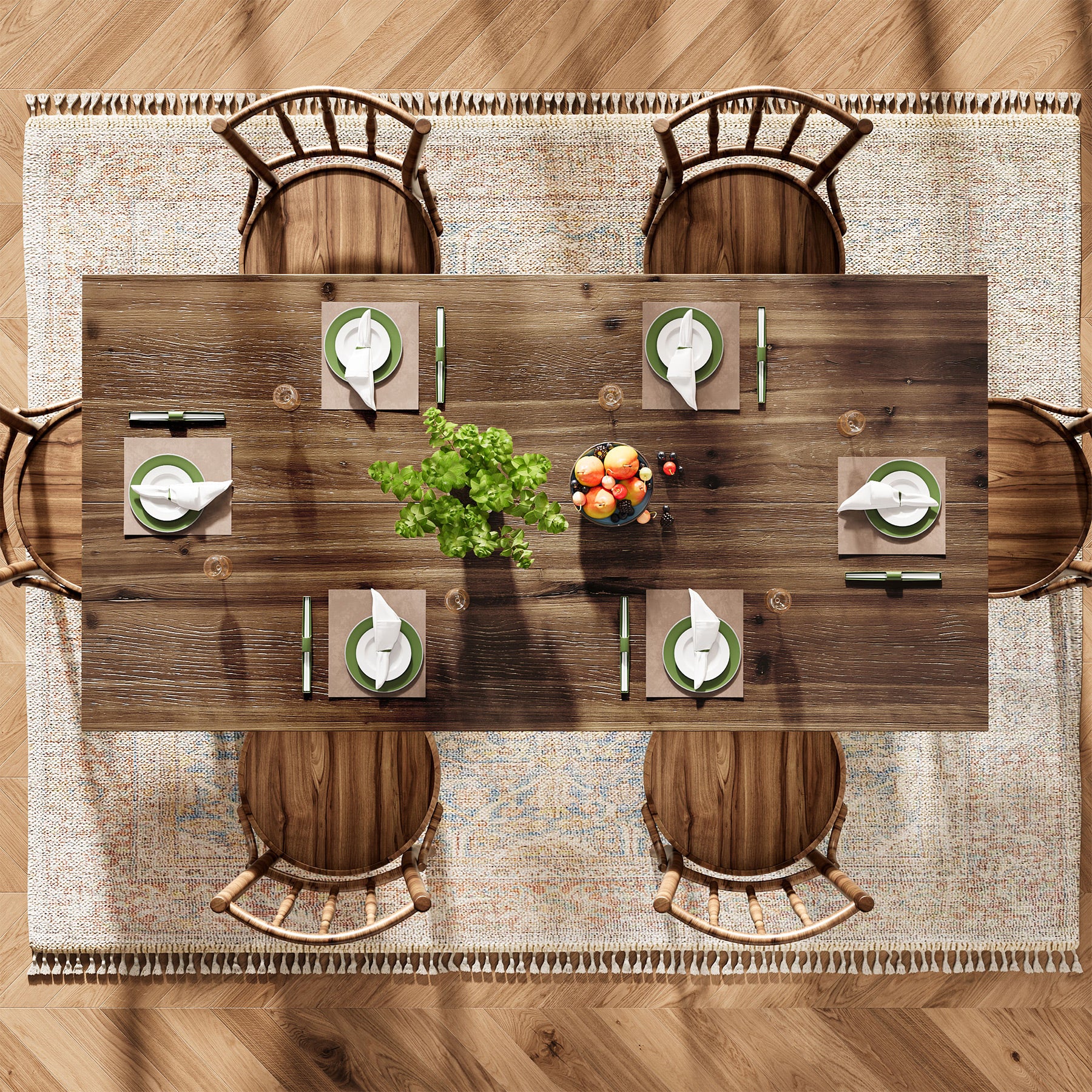Tribesigns 63-Inch Solid Wood Dining Table for 4-6, Farmhouse Kitchen Table with U-Shaped Legs