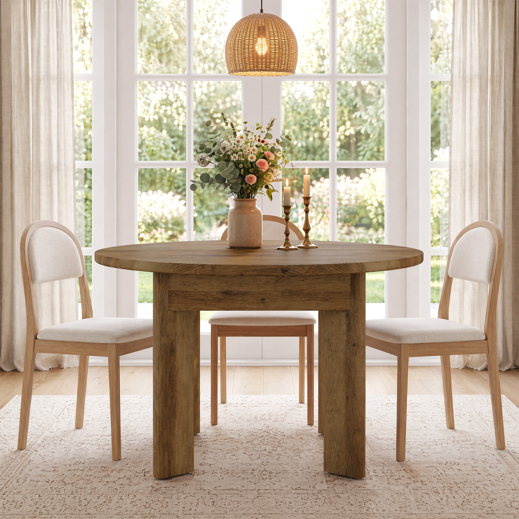 Tribesigns 39-Inch Round Dining Table for 4, Farmhouse Kitchen Table with Rounded Edge Design